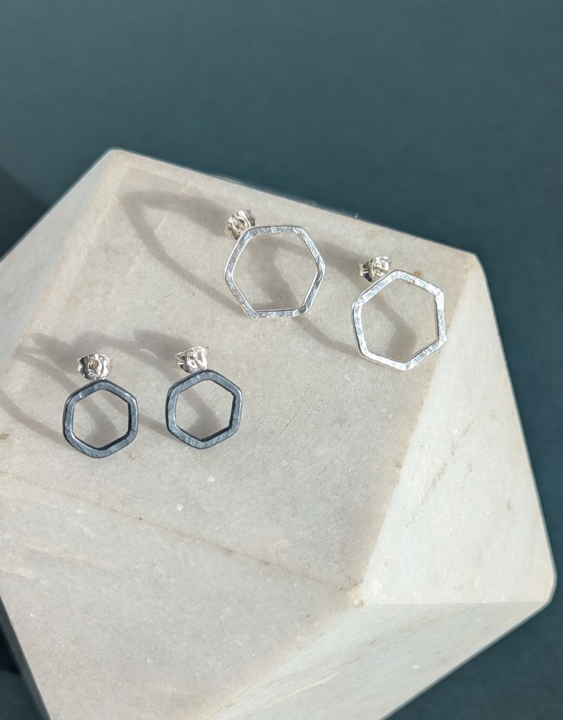 Causeway Hexagonal Line Stud Earrings Small