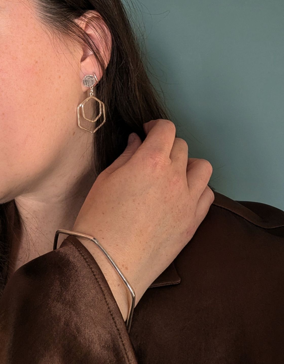 Causeway Silver Hexagon Bangle