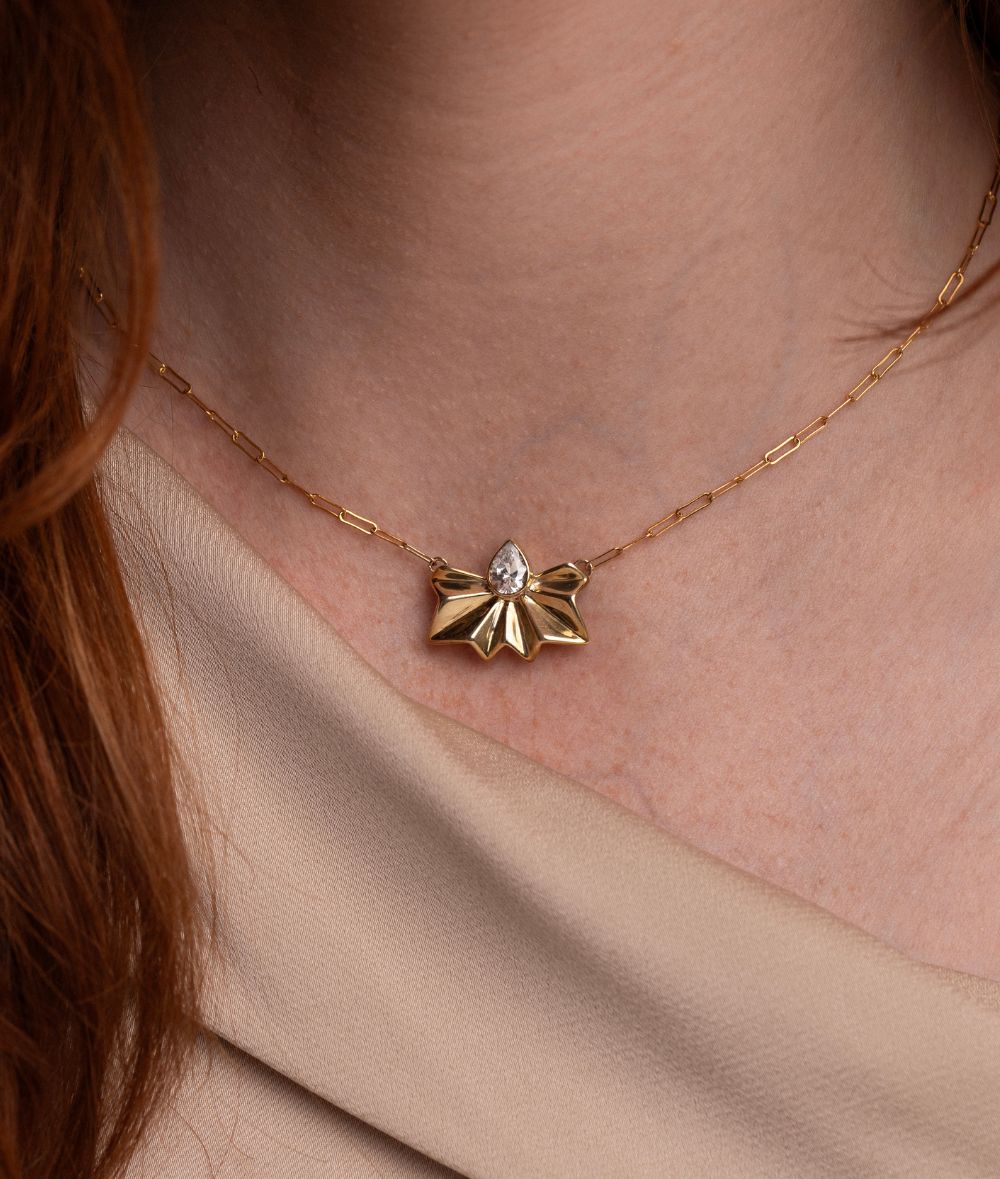 Valley Yellow Gold and Pear Diamond Pendant