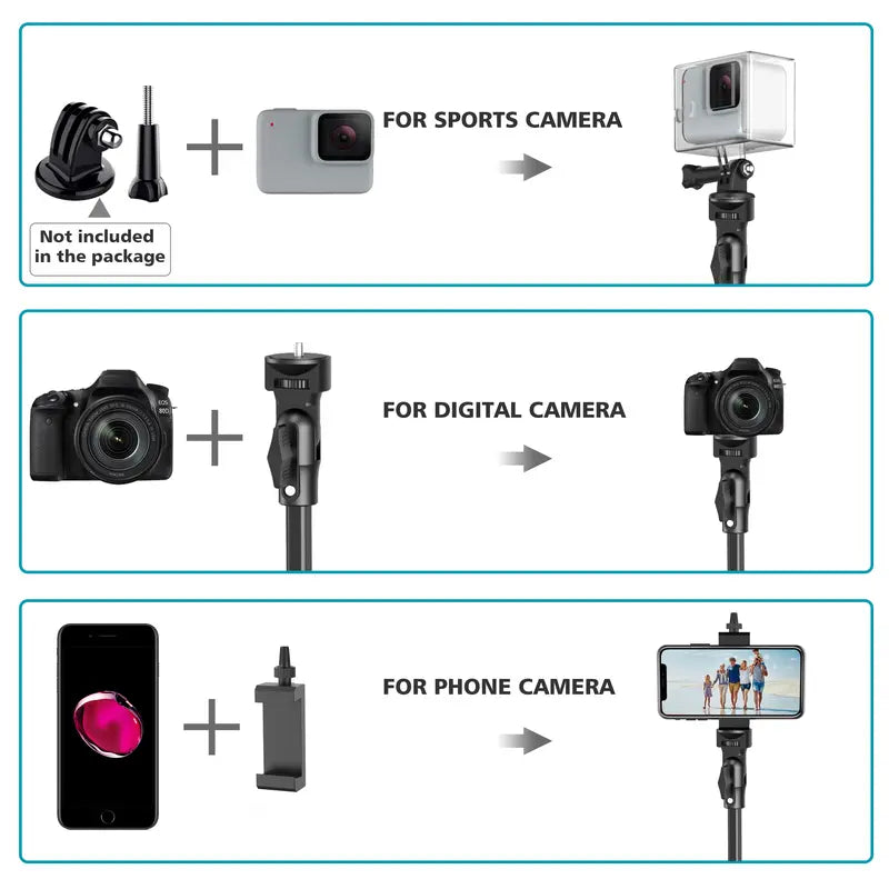 62'' Extendable Phone Tripod & Selfie Stick with Wireless Remote and Universal Holder, Compatible with iPhone, Android, and Cameras