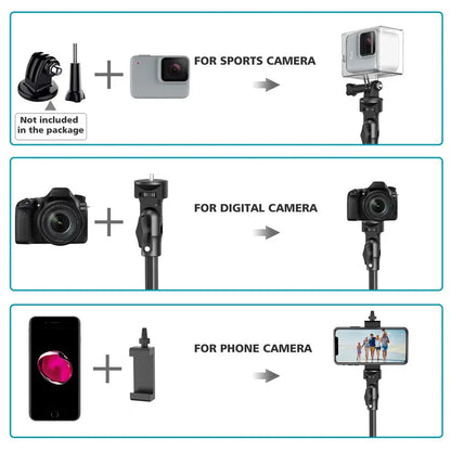 62'' Extendable Phone Tripod & Selfie Stick with Wireless Remote and Universal Holder, Compatible with iPhone, Android, and Cameras