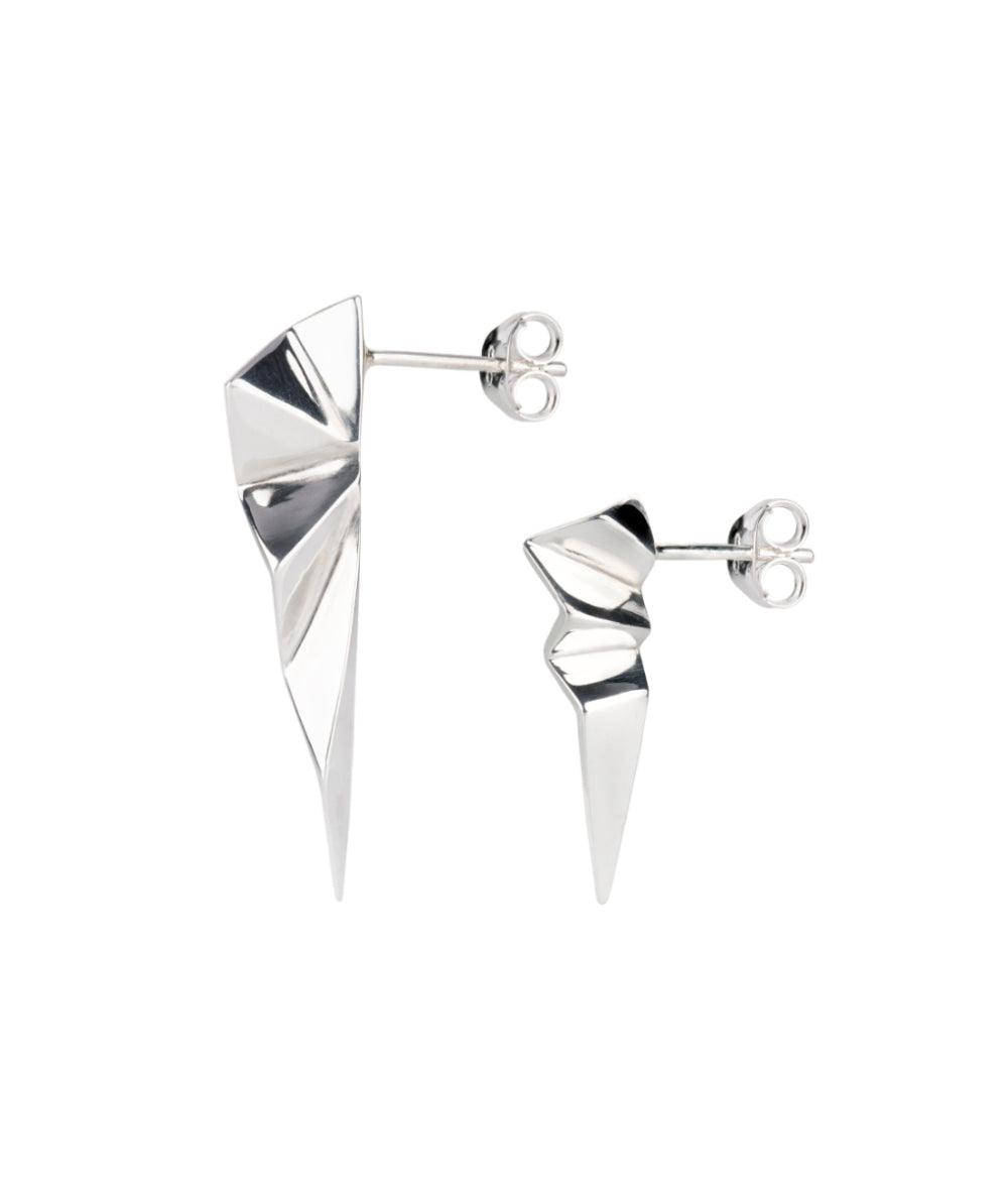 Fracture Silver Mismatched Stud Earrings