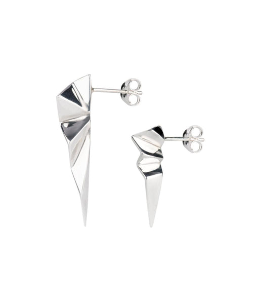 Fracture Silver Mismatched Stud Earrings