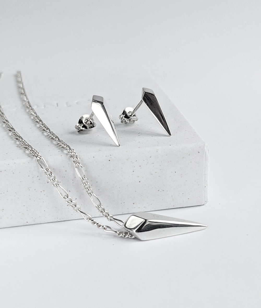 Facet Long Pendant and Stud Earring Gift Set