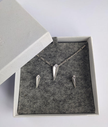 Facet Long Pendant and Stud Earring Gift Set
