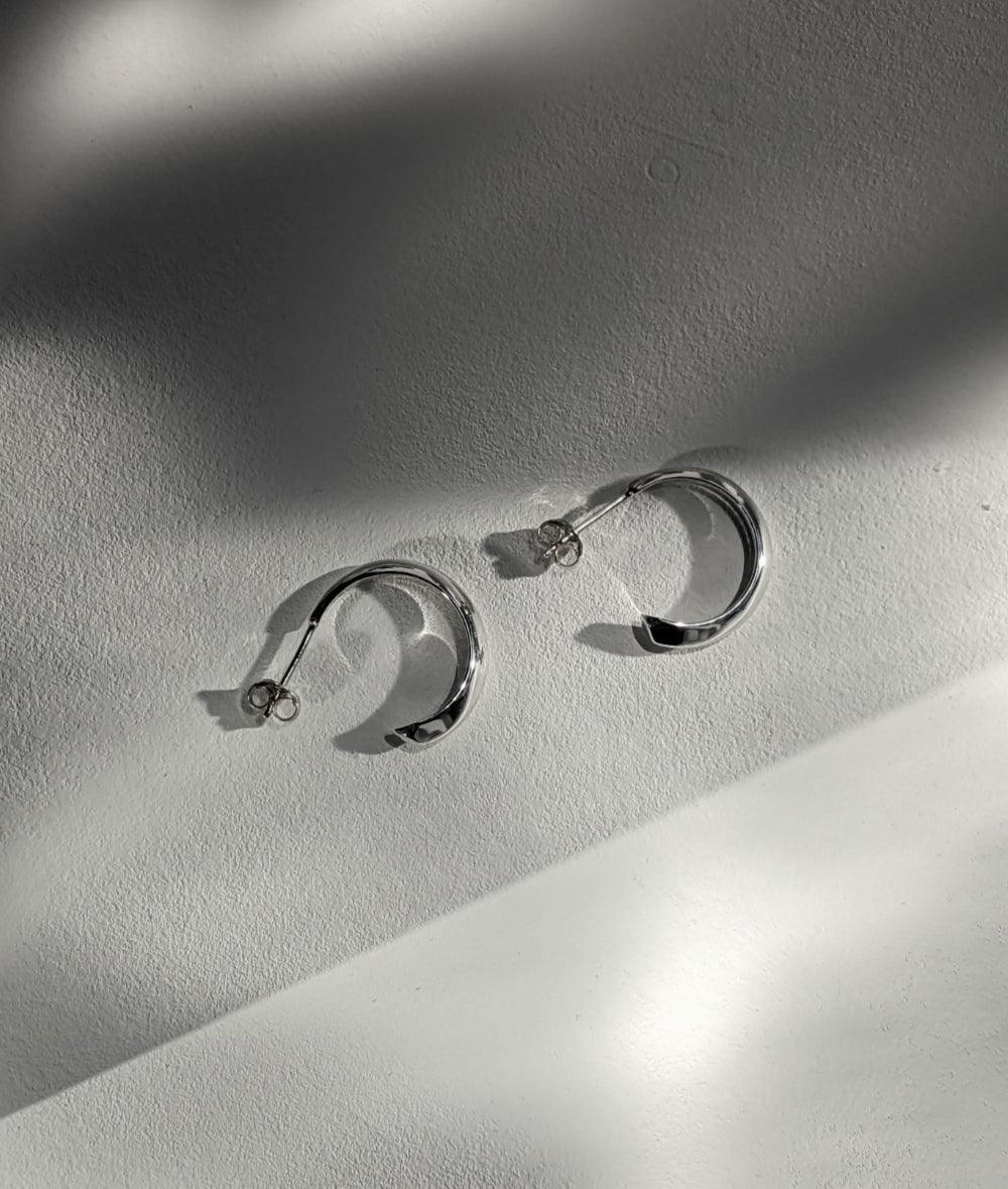 Facet Large Silver Hoop Earrings