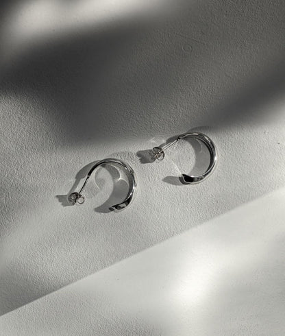 Facet Large Silver Hoop Earrings