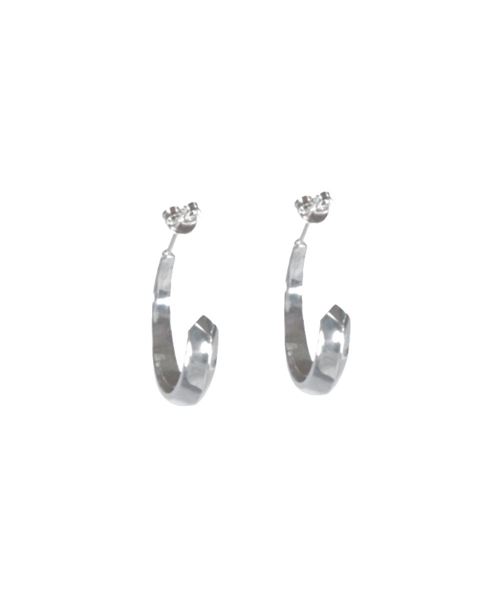 Facet Large Silver Hoop Earrings