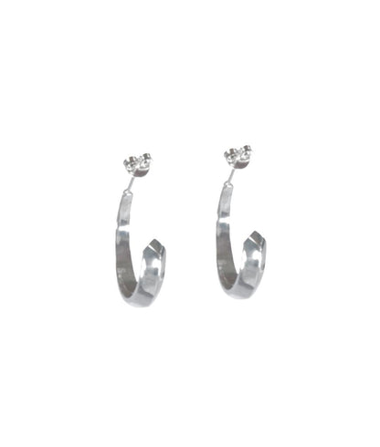 Facet Large Silver Hoop Earrings