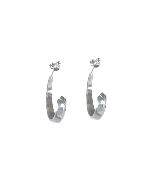 Facet Large Silver Hoop Earrings