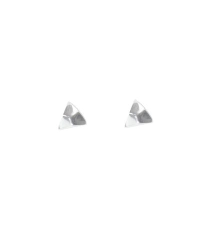 Facet Silver Large Triangle Stud Earrings