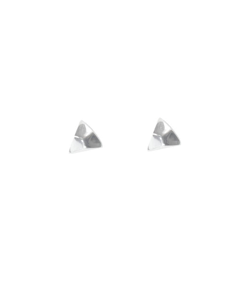 Facet Silver Large Triangle Stud Earrings
