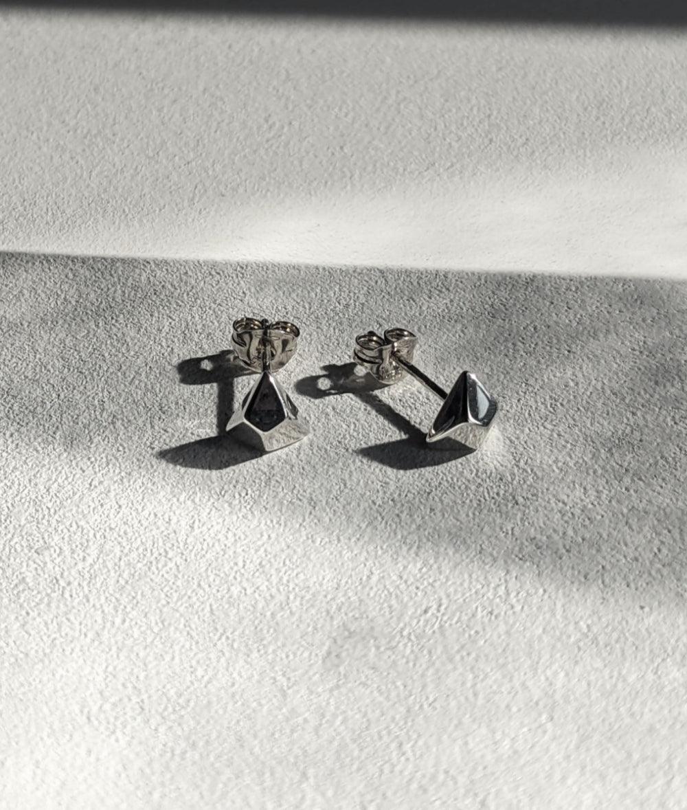 Facet Silver Large Triangle Stud Earrings