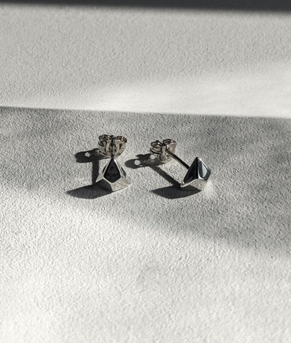 Facet Silver Large Triangle Stud Earrings