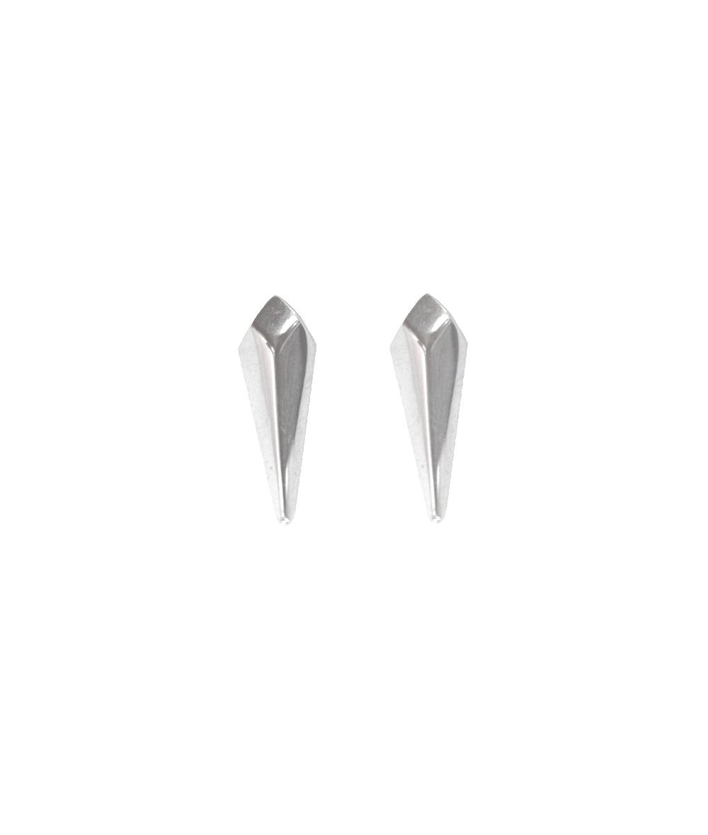 Facet Silver Long Stud Earrings