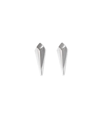 Facet Silver Long Stud Earrings