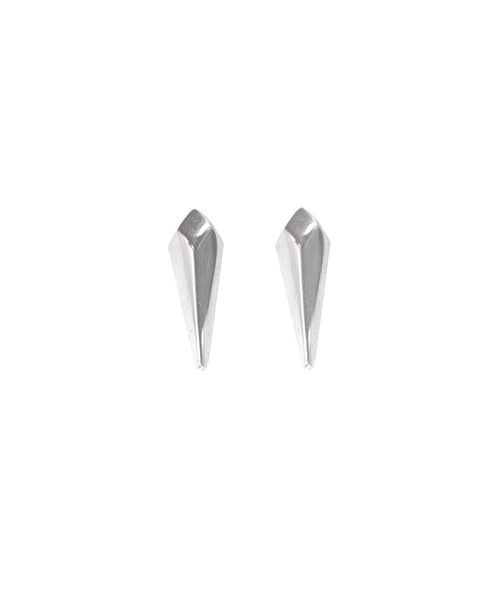Facet Silver Long Stud Earrings