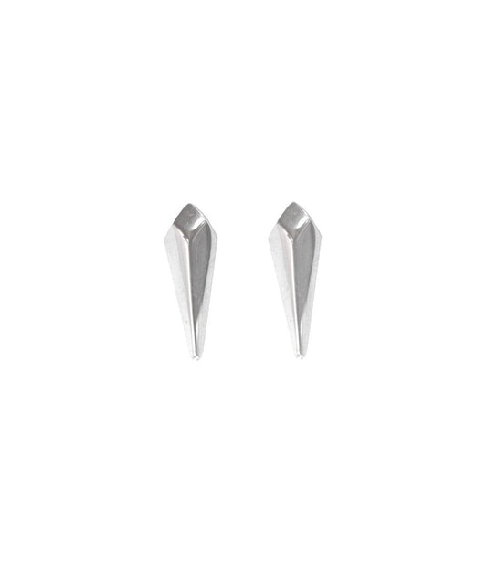 Facet Silver Long Stud Earrings