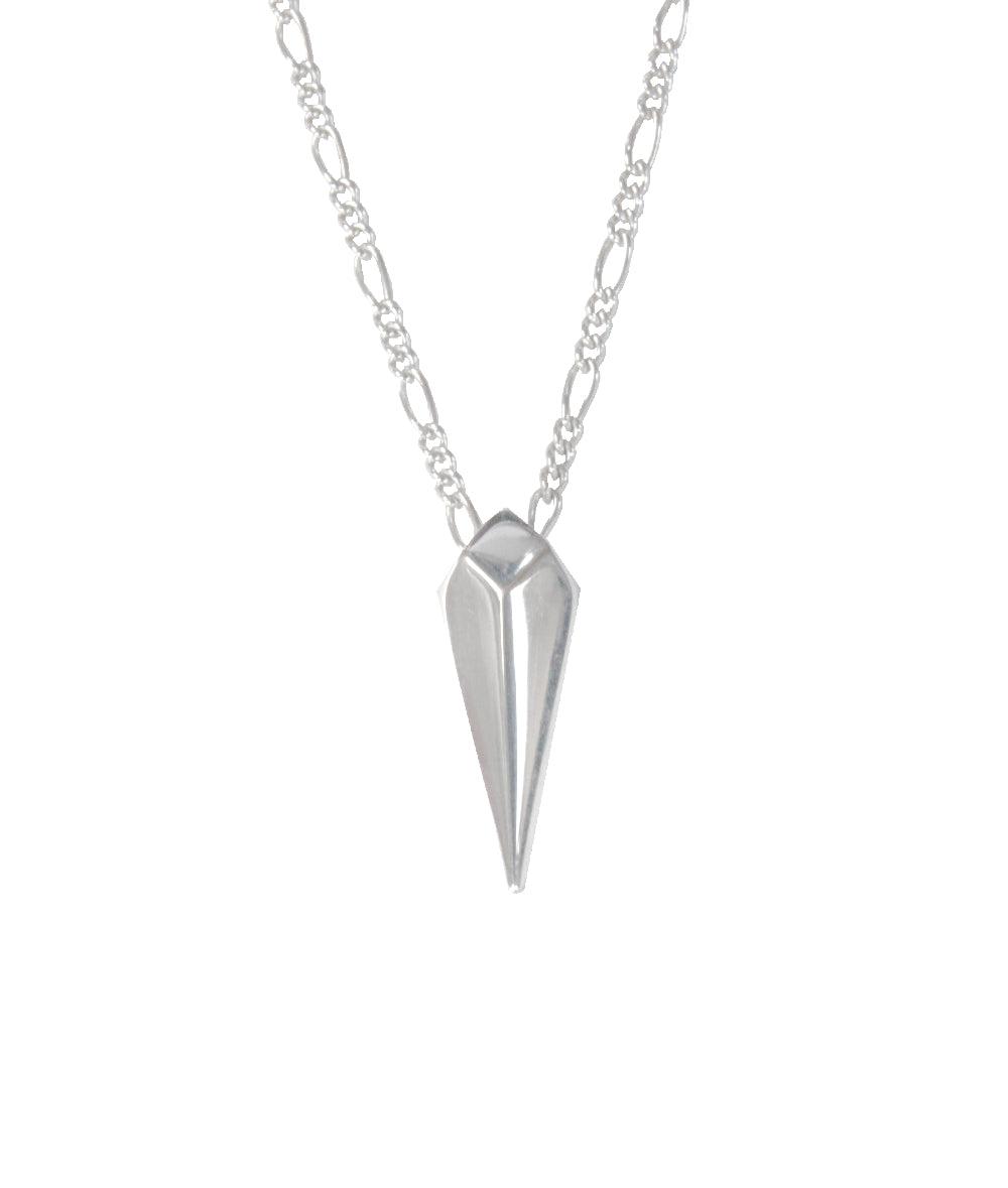 Facet Silver Long Drop Necklace