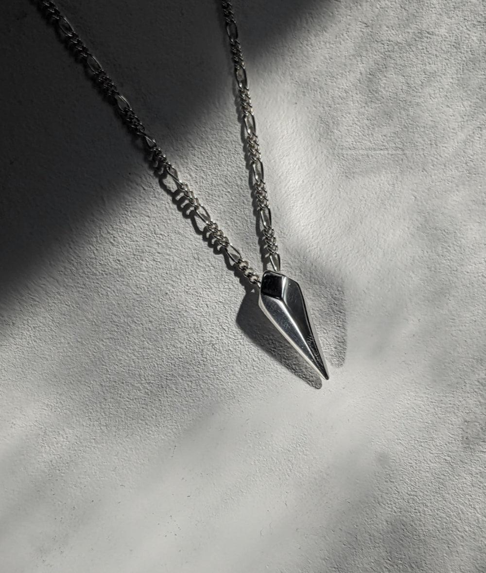 Facet Silver Long Drop Necklace