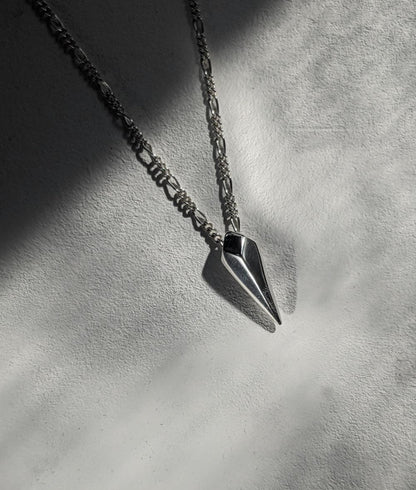 Facet Silver Long Drop Necklace