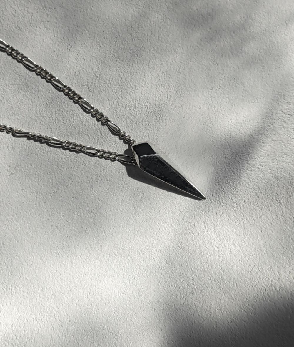 Facet Silver Long Drop Necklace