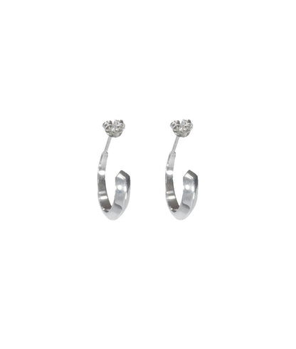Facet Silver Midi Hoop Earrings