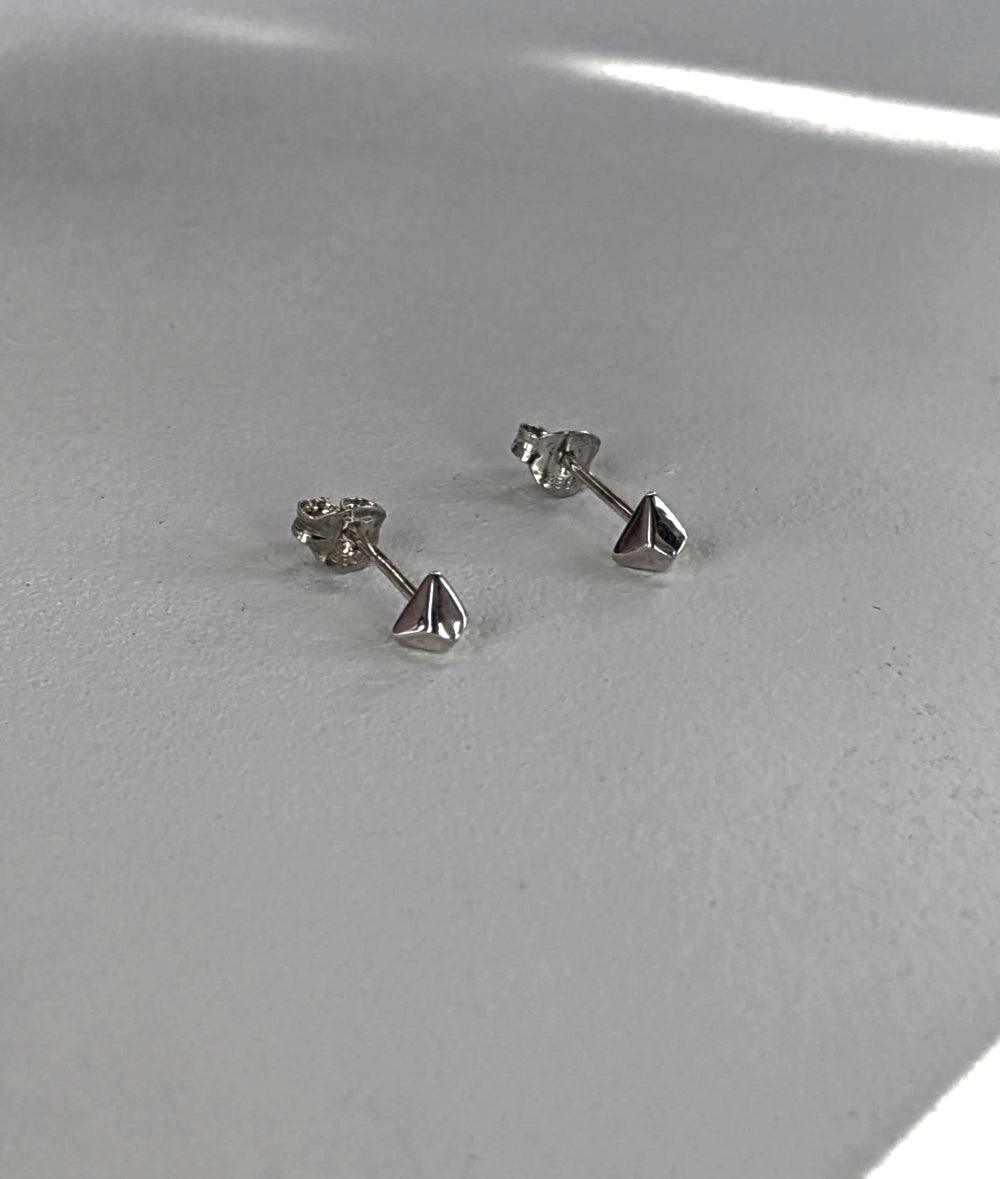 Facet Silver Mini Triangle Stud Earrings