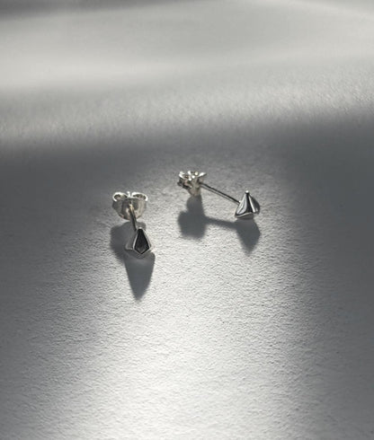 Facet Silver Mini Triangle Stud Earrings