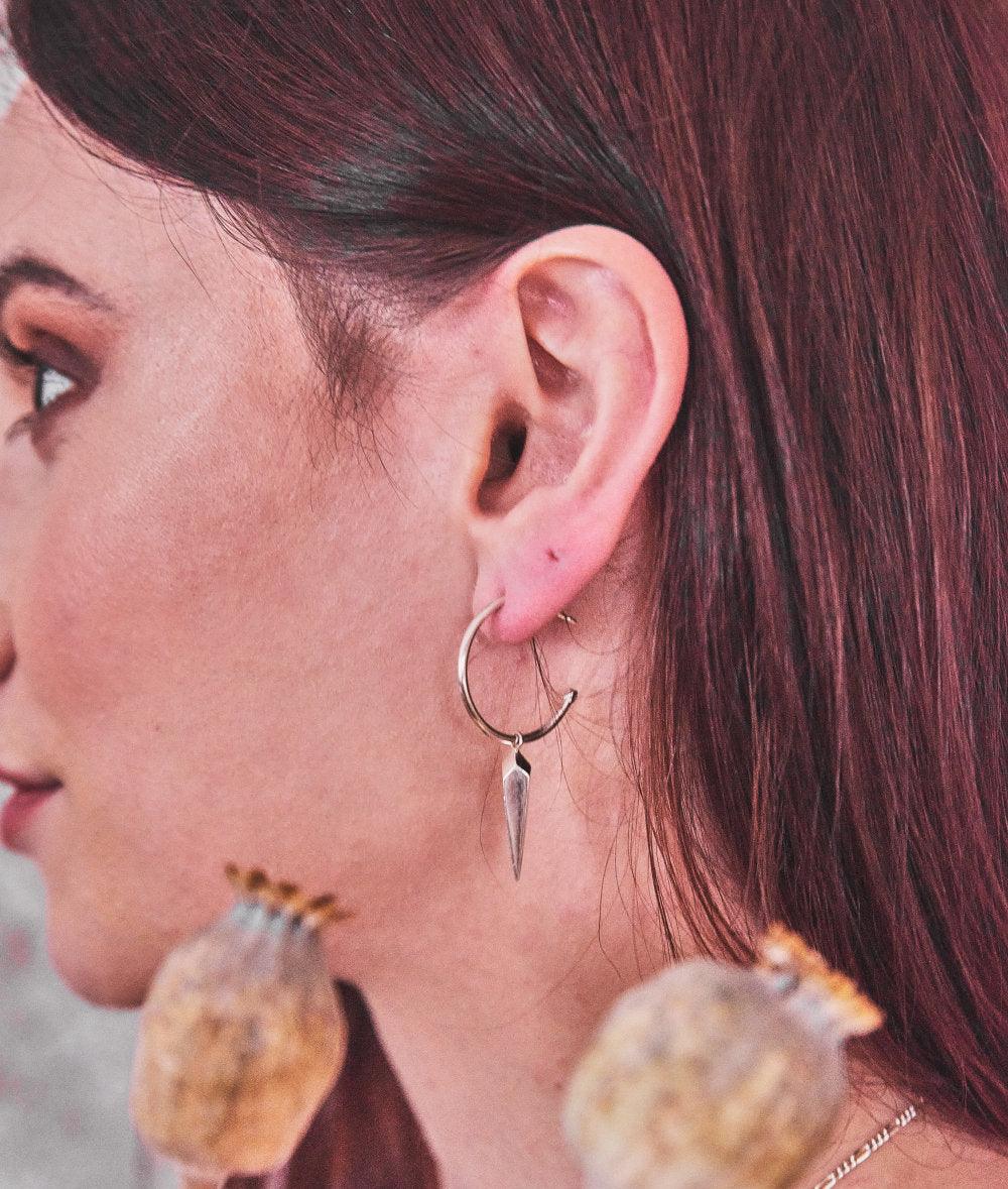 Facet Silver Multi Charm Hoop Earrings