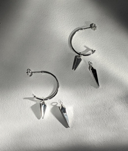 Facet Silver Multi Charm Hoop Earrings