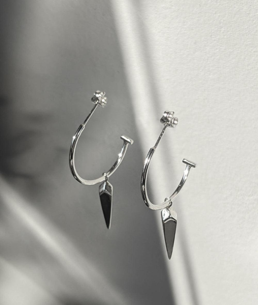 Facet Silver Multi Charm Hoop Earrings