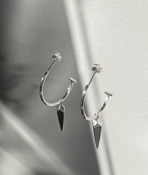 Facet Silver Multi Charm Hoop Earrings