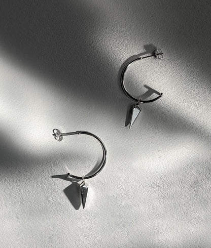 Facet Silver Multi Charm Hoop Earrings