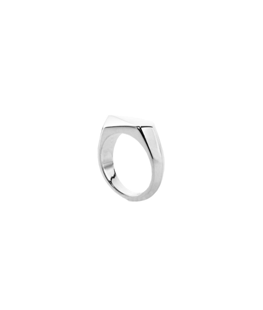 Facet Silver Chunky Signet Ring