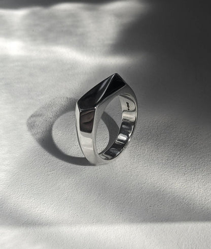 Facet Silver Chunky Signet Ring