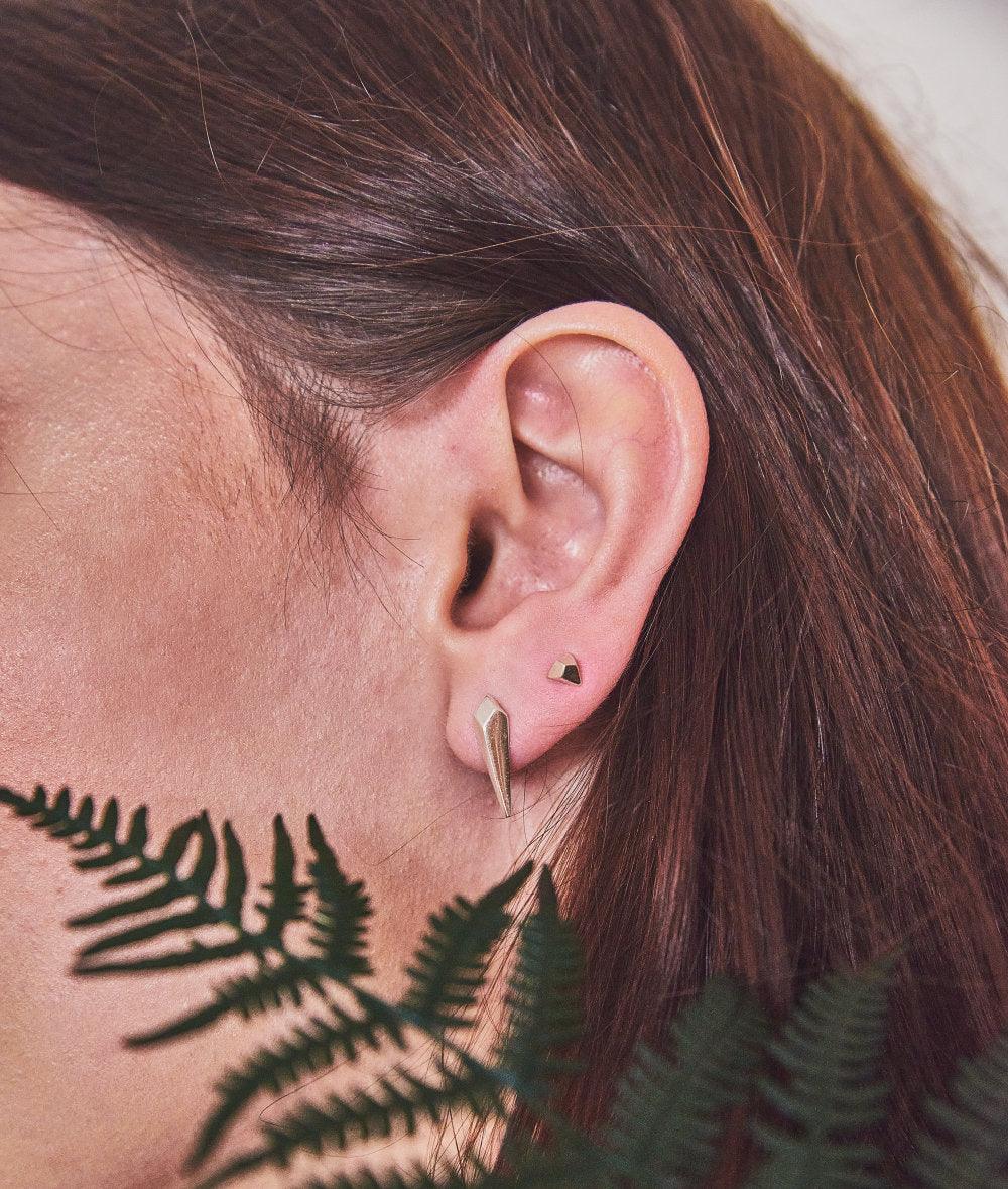 Facet Silver Mini Triangle Stud Earrings