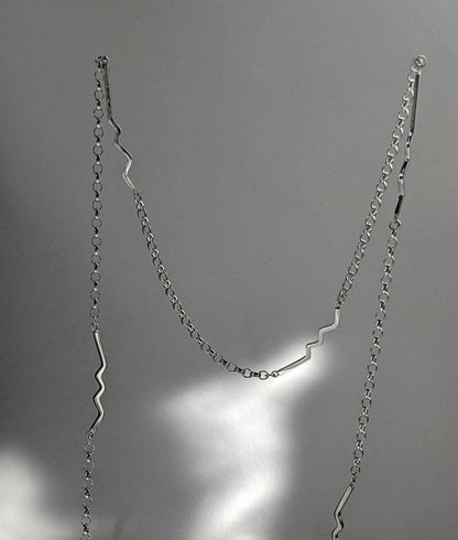Fracture Silver Lariat Necklace