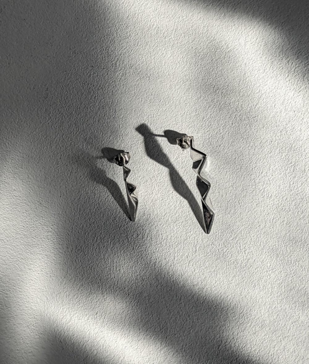 Fracture Silver Mismatched Stud Earrings