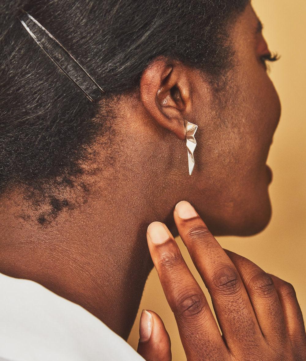 Fracture Silver Mismatched Stud Earrings