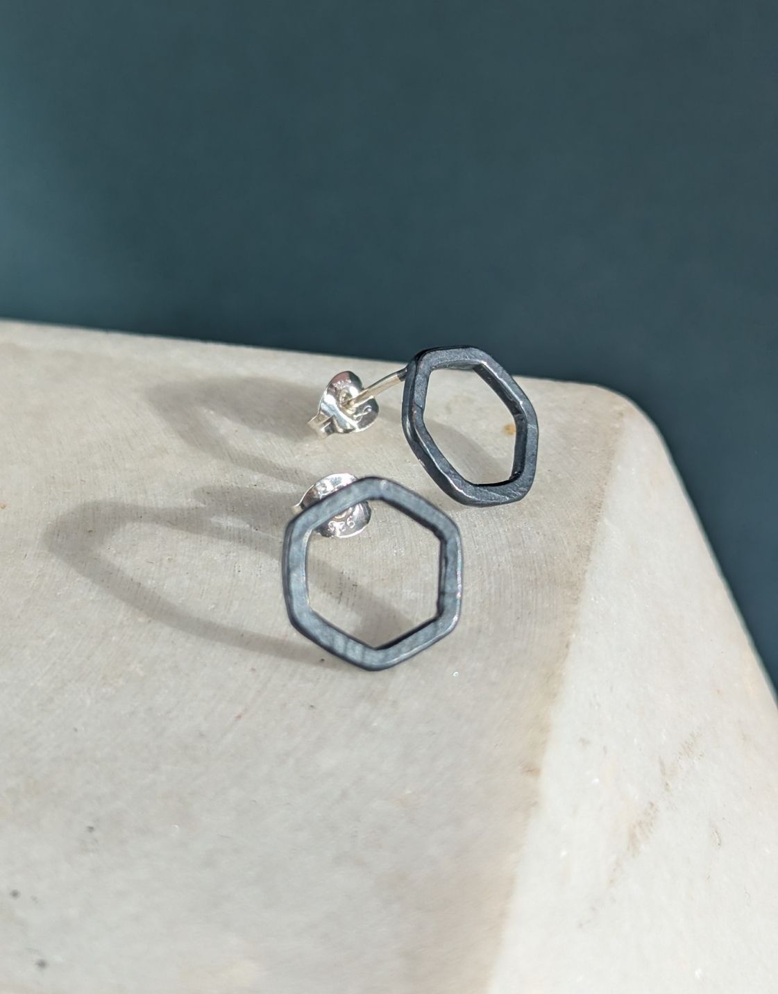 Causeway Hexagonal Line Stud Earrings Small