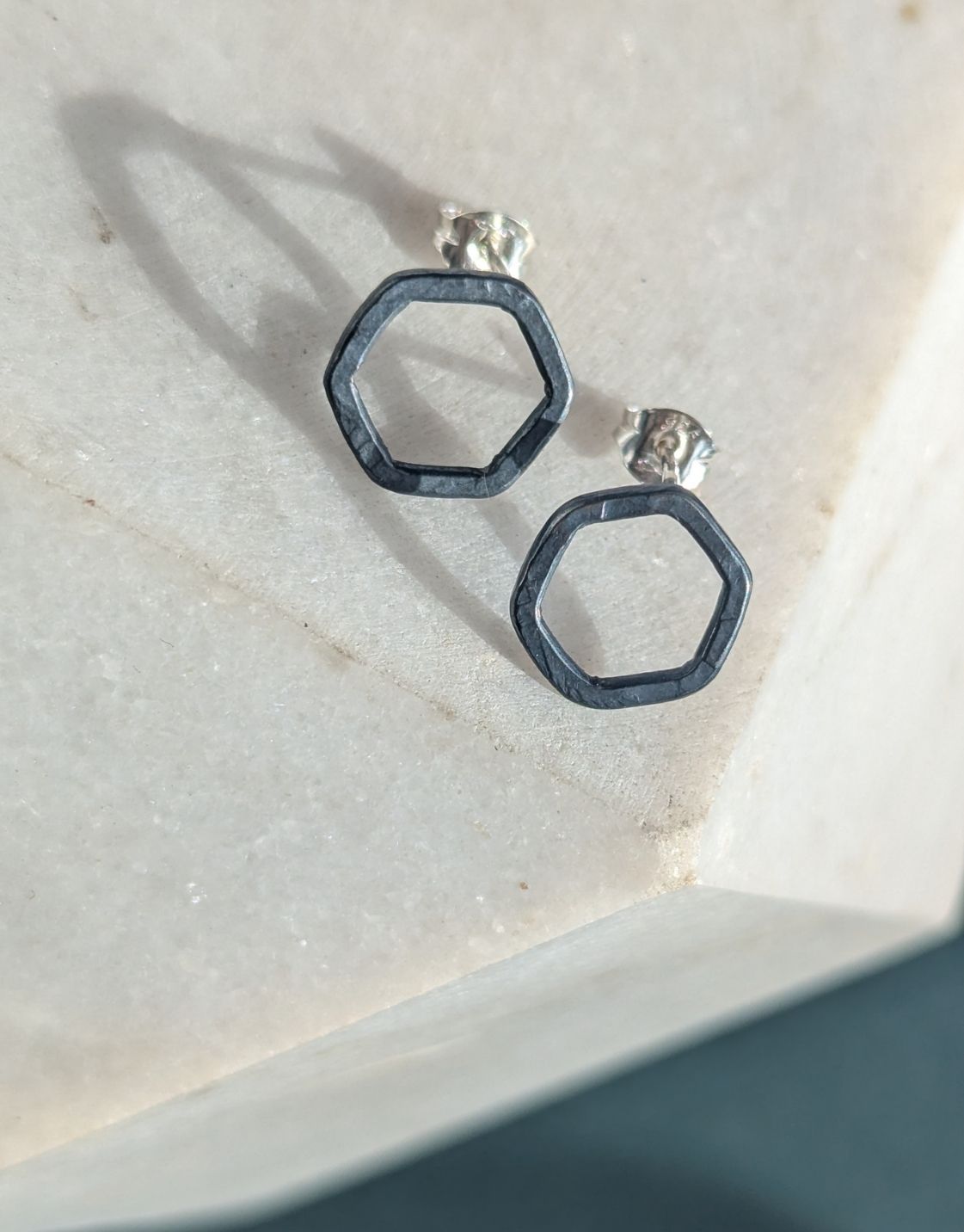Causeway Hexagonal Line Stud Earrings Large