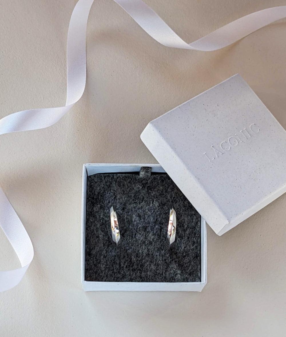 Facet Large Silver Hoop Earrings