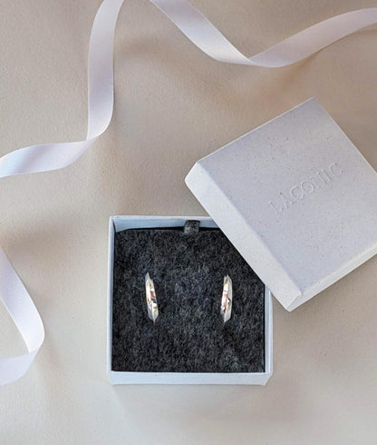 Facet Large Silver Hoop Earrings