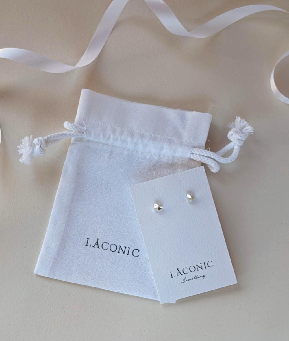 Facet Silver Large Triangle Stud Earrings