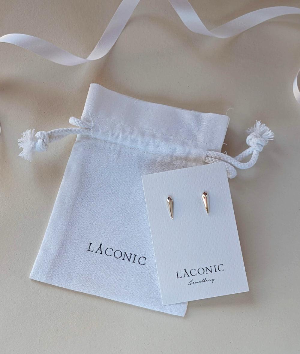 Facet Silver Long Stud Earrings