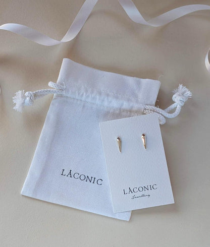 Facet Silver Long Stud Earrings