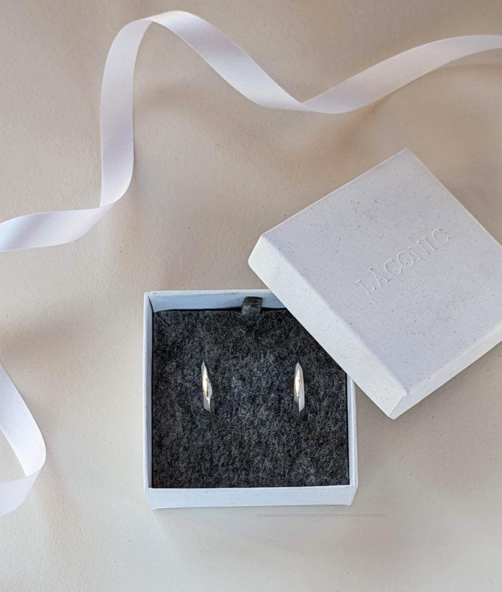 Facet Silver Midi Hoop Earrings