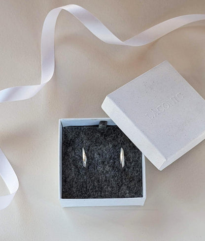 Facet Silver Midi Hoop Earrings