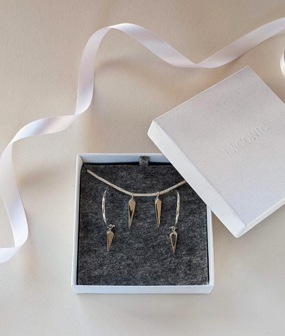 Facet Silver Multi Charm Hoop Earrings